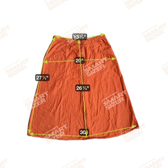 ASOS Button Front Midi Skirt‎ Womens 6 Pockets Linen Blend Cottagecore A Line - Picture 2 of 8